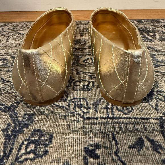 LILLY PULITZER Women’s 8.5 Patina Ballet Flats Gold Quilted Embellished - Picture 5 of 9